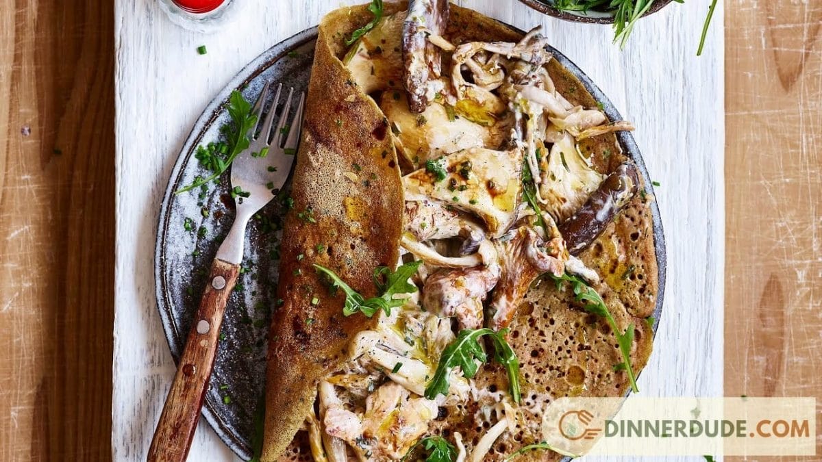CHESTNUT CREPES WITH PUMPKIN AND MUSHROOMS