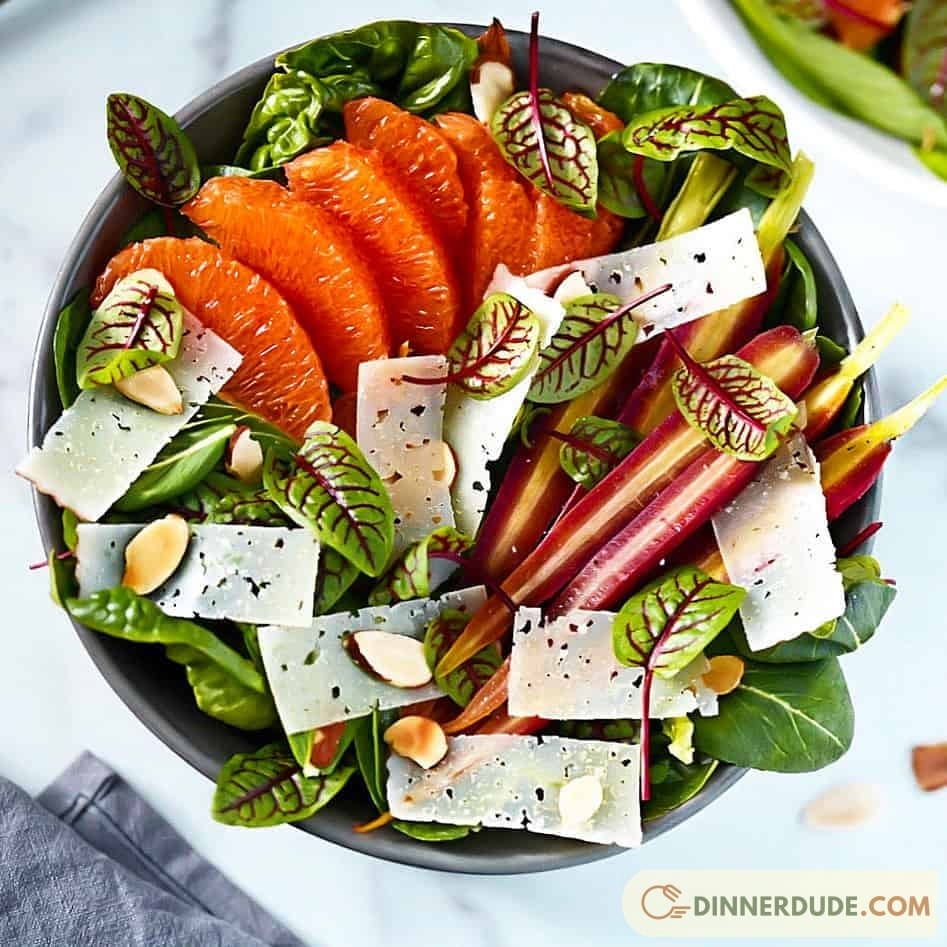 SALAD WITH GINGER CARAMEL DECORATIONS